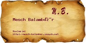 Mesch Balambér névjegykártya